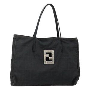 FENDI Zucca Canvas Hand Bag Black Silver Auth 131157